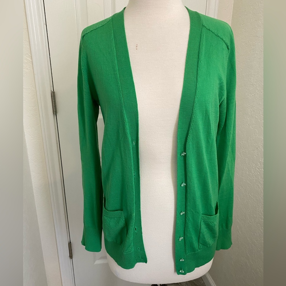 J.Crew Green Wool Cardigan Women’s Small